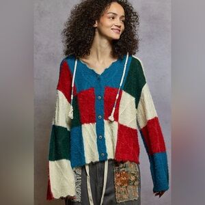 NEW! POL Colorful Patchwork Cardigan